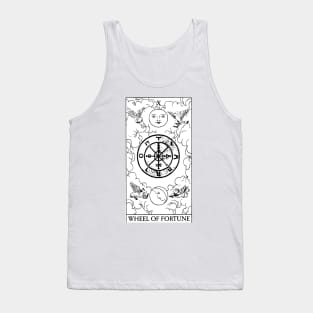 Wheel of Fortune - Black and White Tarot Card Tank Top